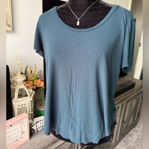 BKE Teal Short Sleeve Scoop Neck Top